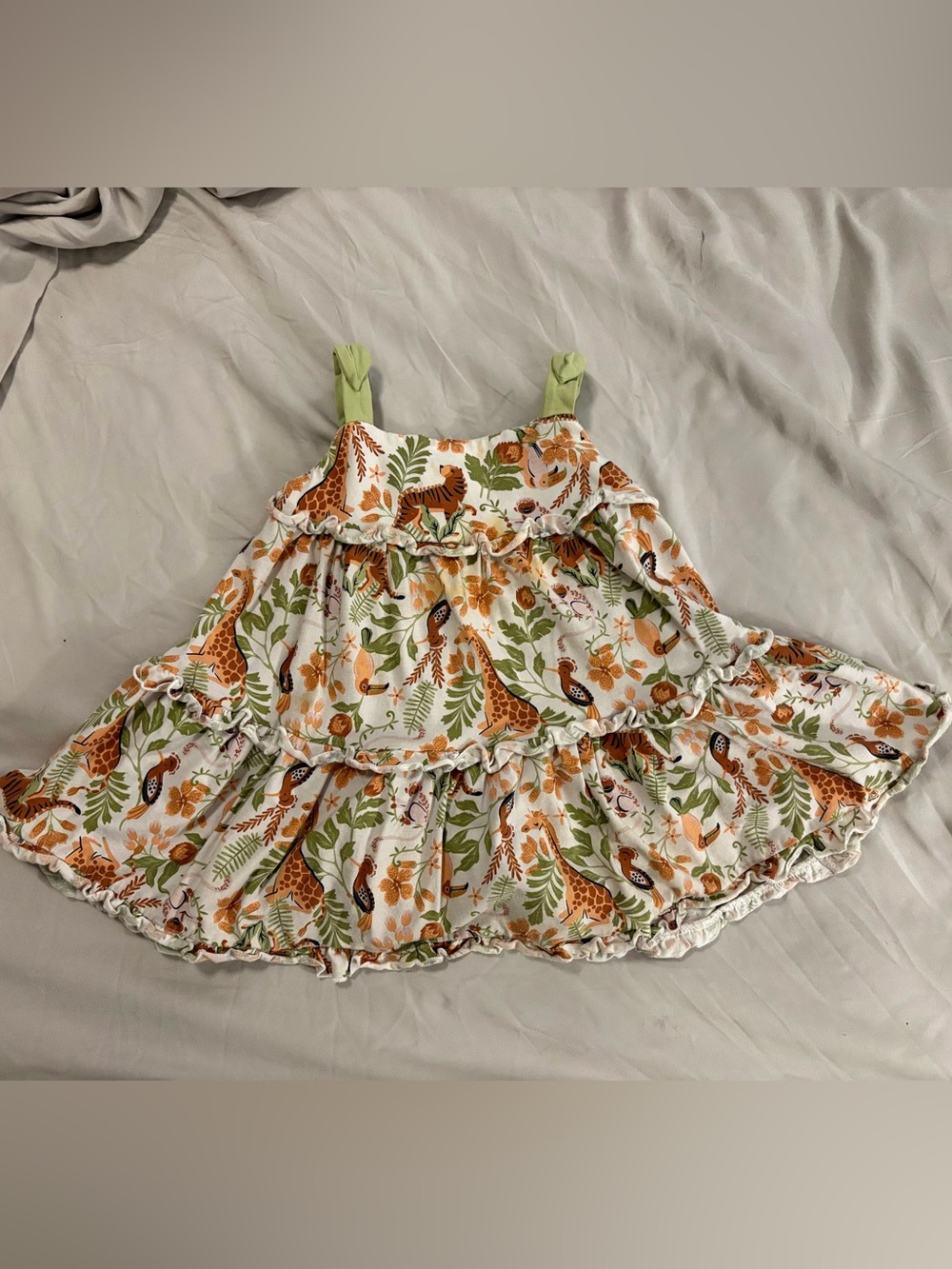 Rachel Cream Sundress with Orange and Green Botanical Print